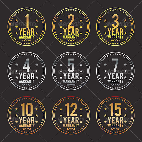 Gradient Warranty Badges - Decorative Symbols Decorative
