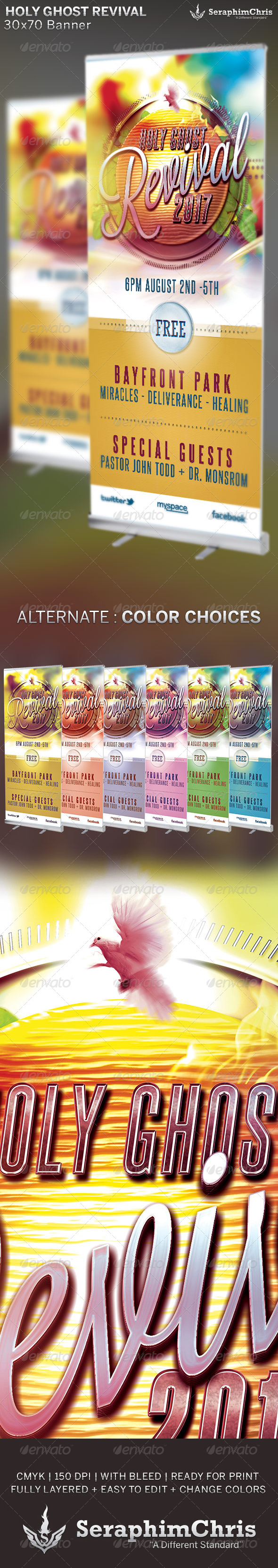 Holy Ghost Revival: Church Banner Template - Signage Print Templates