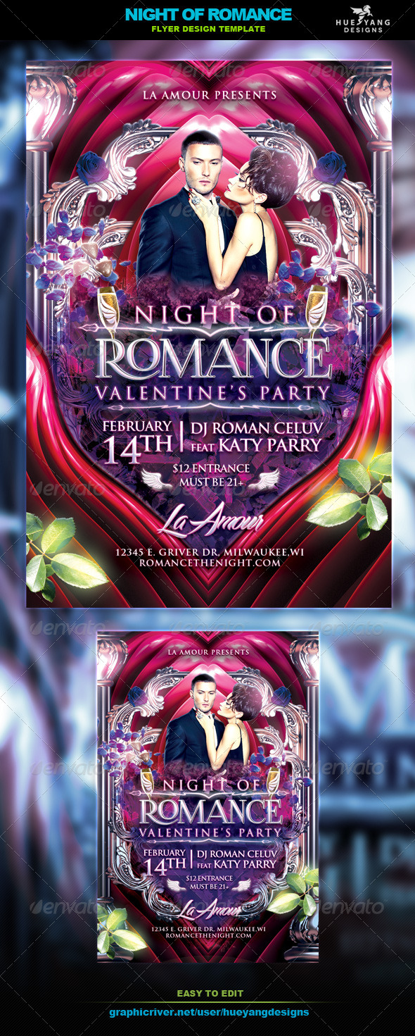 Night Of Romance Flyer - Clubs & Parties Events