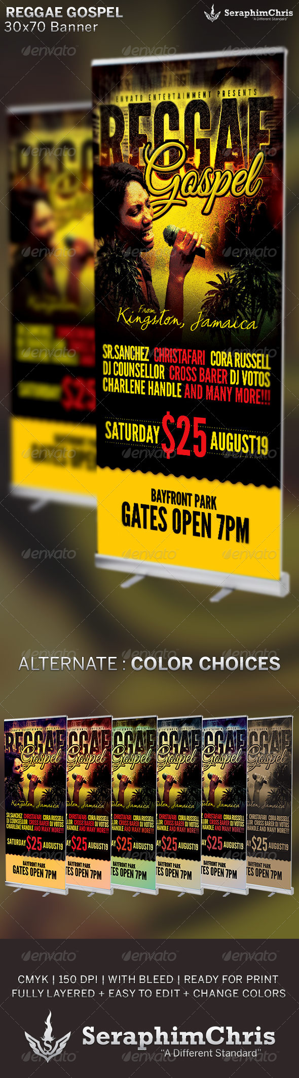 Reggae Gospel Concert: Banner Template - Signage Print Templates