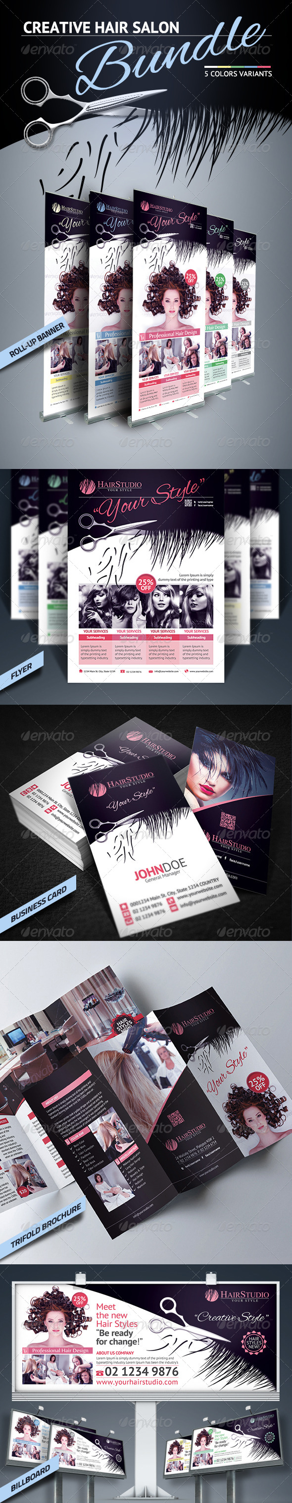 Hair Salon Bundle - Stationery Print Templates