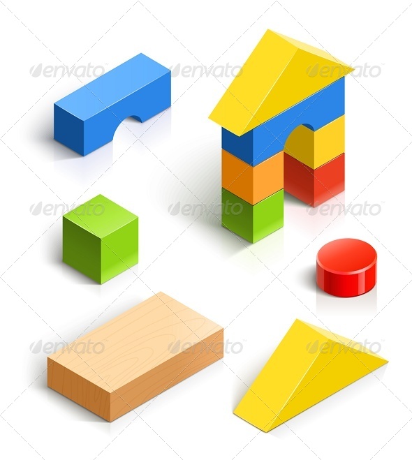 Brick House. Wooden Toy Set - Man-made Objects Objects