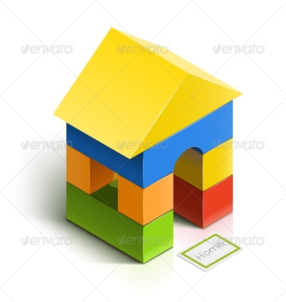 Brick House Wooden Toy - Man-made Objects Objects