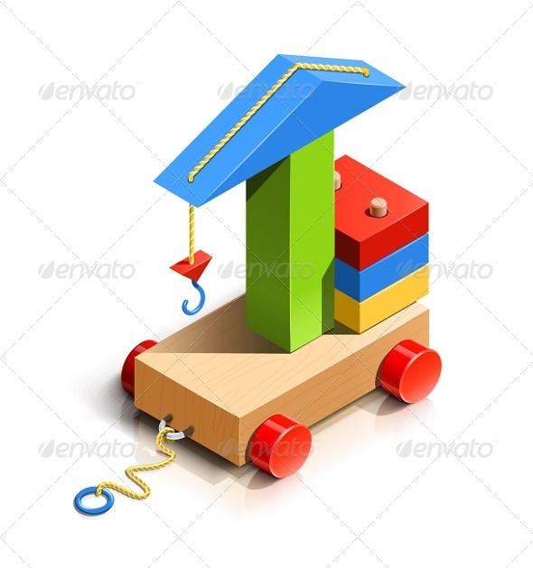 Lifting Crane, Wooden Toy - Man-made Objects Objects
