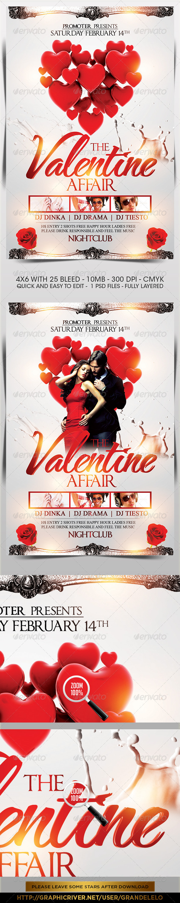 The Valentine Affair Party Flyer - Clubs & Parties Events