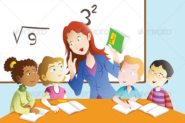 Teacher and Student in the Classroom - People Characters