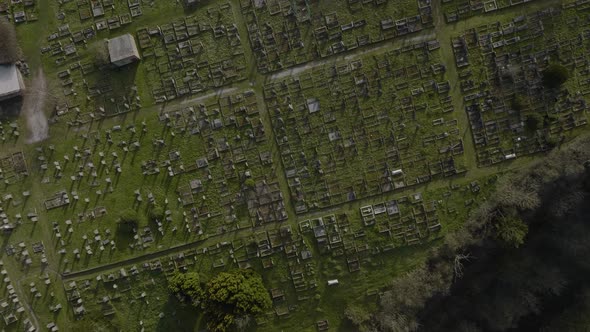 Old Church Graveyard Birds-Eye-View UK Aerial Overhead Winter-Spring Season alt