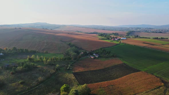 Landscapes of suburbs and villages of Ukraine Aerial view.