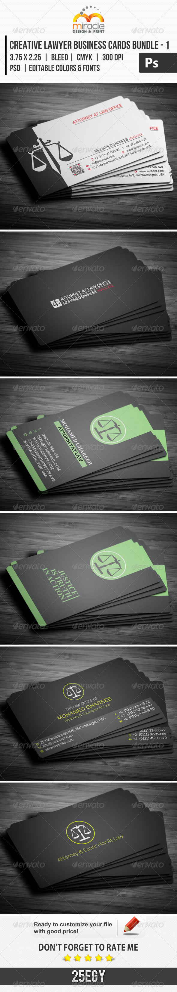 Creative Lawyer Business Card Bundle-1 - Industry Specific Business Cards