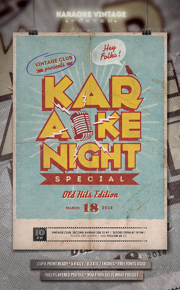 Karaoke Vintage Poster / Flyer by punedesign  GraphicRiver