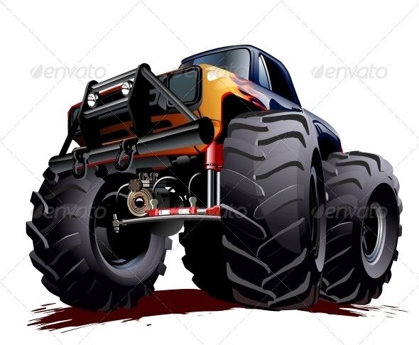 Cartoon Monster Truck - Man-made Objects Objects