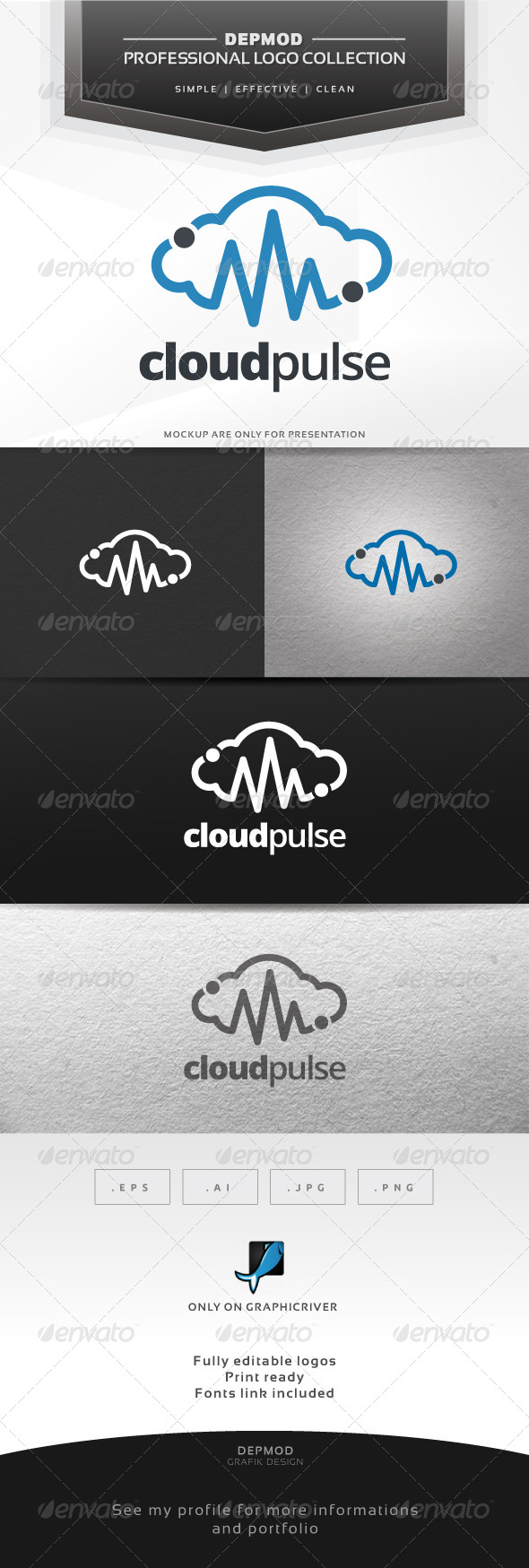 Cloud Pulse Logo - Symbols Logo Templates