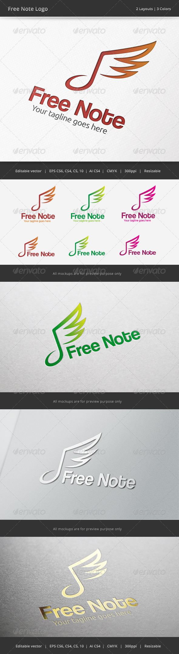 Freedom Note Logo - Symbols Logo Templates