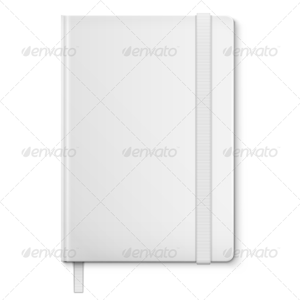 Realistic White Blank Notebook With bookmark. - Man-made Objects Objects