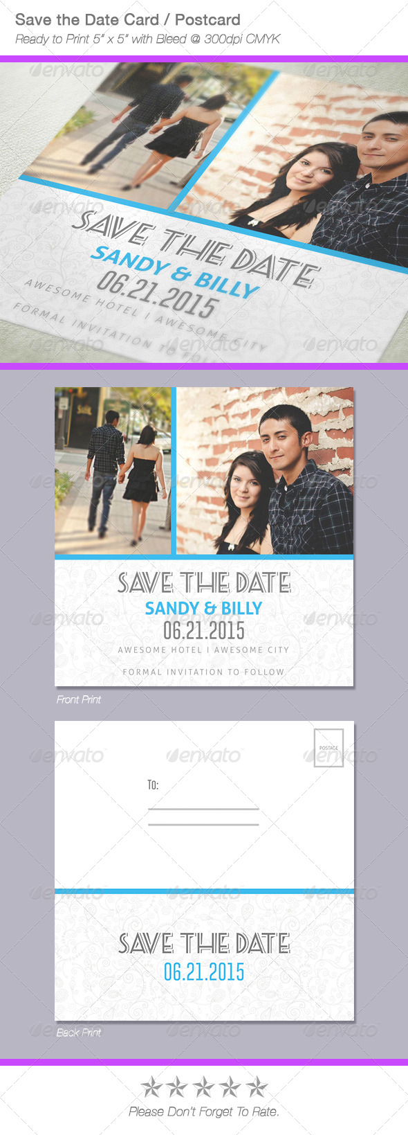 Fresh Save The Date Postcard / Card - Weddings Cards & Invites