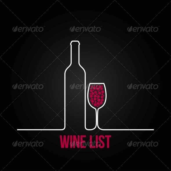 Wine Bottle Glass List Design Menu Background - Food Objects
