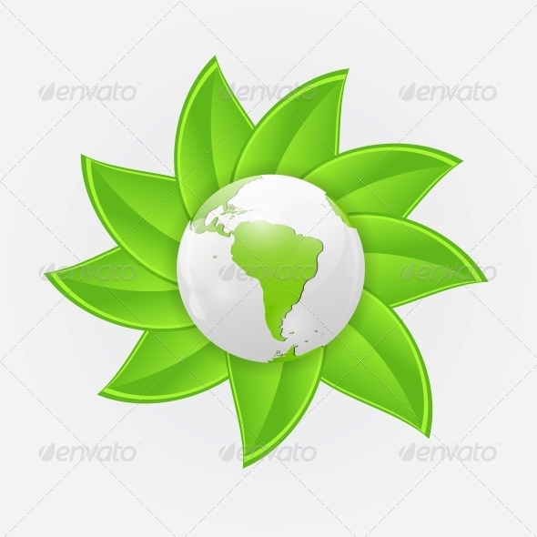 Green Eco Planet Concept Vector Illustration - Flowers & Plants Nature