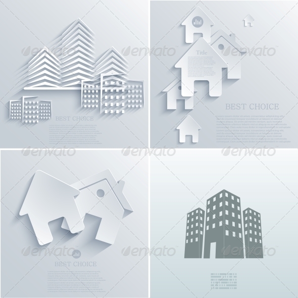 Vector Real Estate Icon Backgrounds EPS10 - Buildings Objects