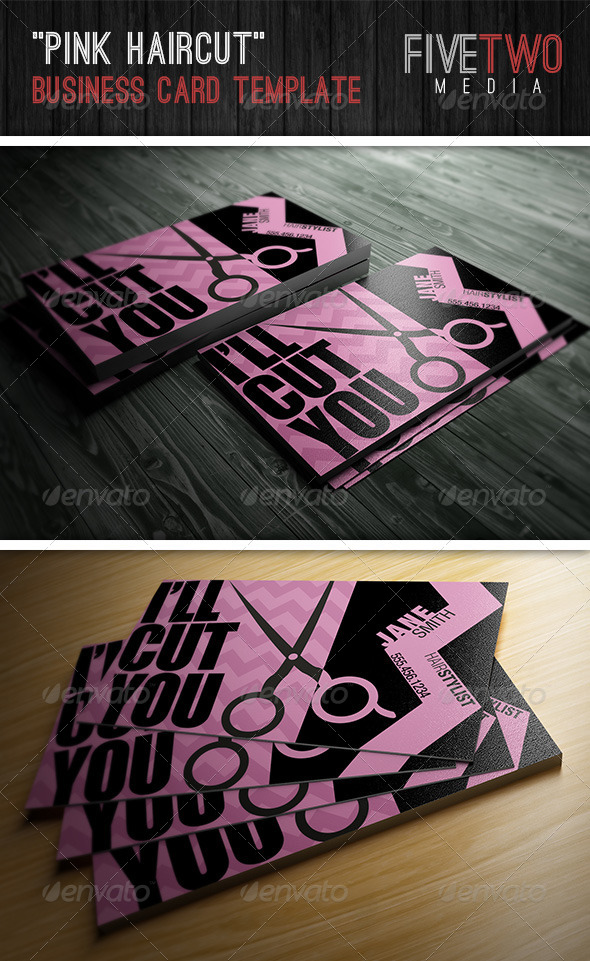Pink Haircut Business Card - Industry Specific Business Cards