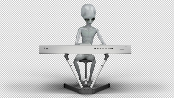 Alien Playing Electronic Piano