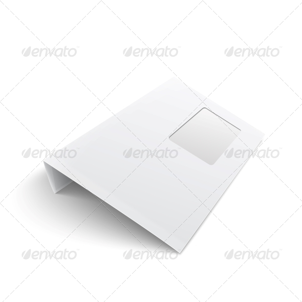 Blank Envelope with Window on White Background - Man-made Objects Objects
