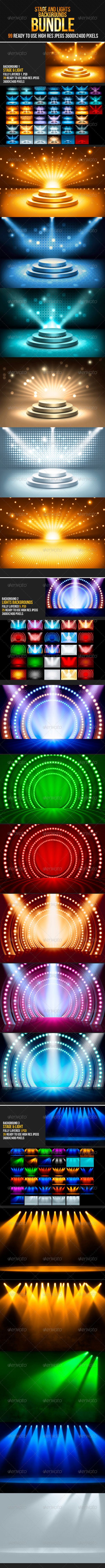 Stage & Lights Backgrounds Bundle - Backgrounds Graphics