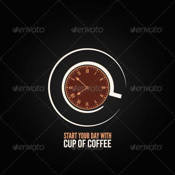 Coffee Cup Time Clock Concept Design Background - Food Objects