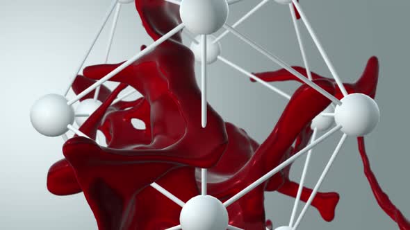 Atoms shape and blood spinning in the air. High quality 4K seamless loopable (with alpha)