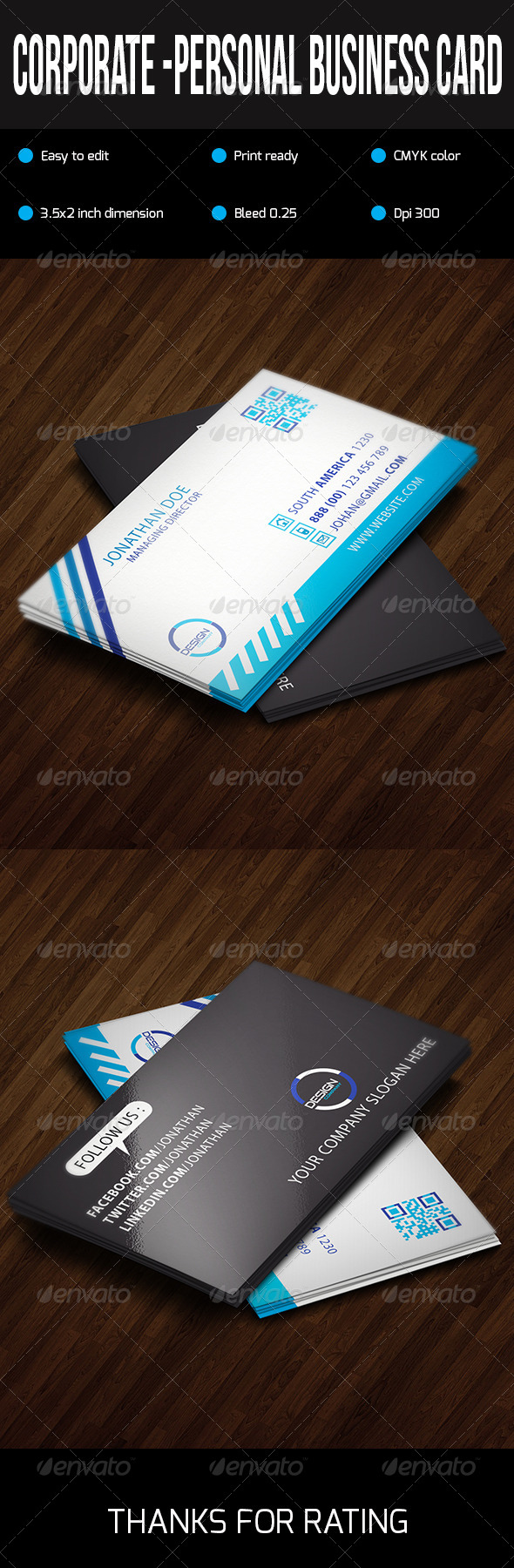 Corporate-Personal Business Card - Business Cards Print Templates