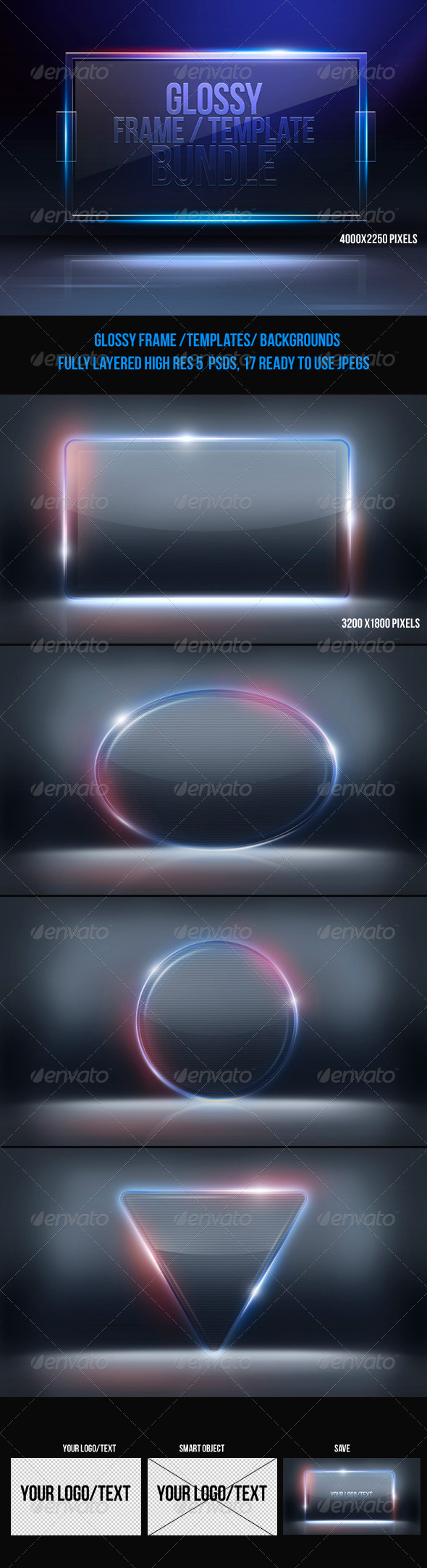 Glossy Frame Template Bundle - Backgrounds Graphics