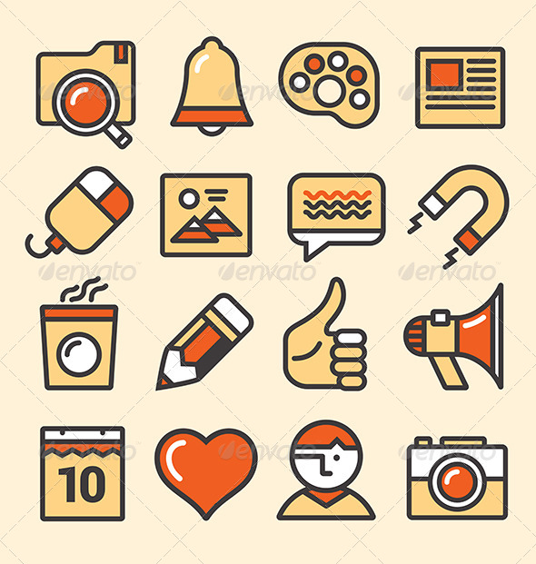 Outlined Media Icons Set - Media Icons