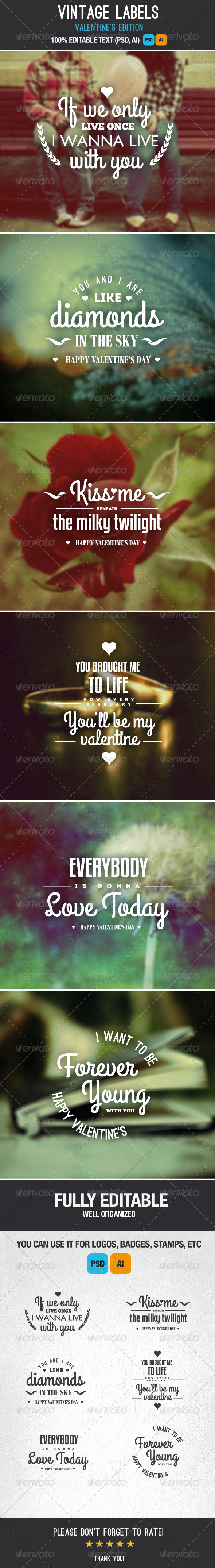 Vintage Labels Valentine and Wedding Love - Badges & Stickers Web Elements