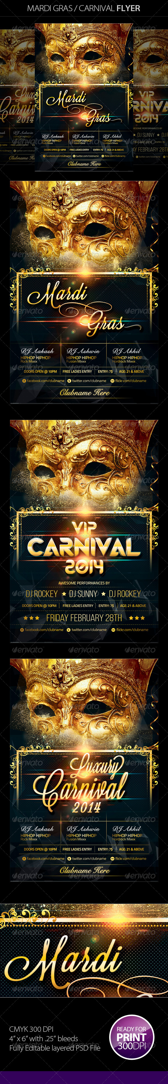 Mardi Gras Party Flyer - Clubs & Parties Events