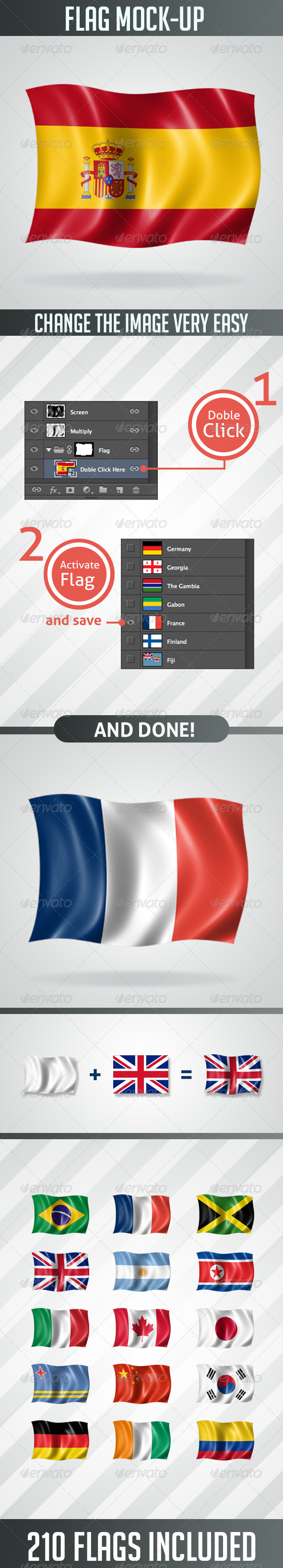 210 Flags MockUp in High Resolution - Miscellaneous Product Mock-Ups