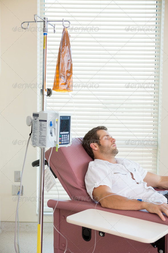 Patient Sleeping While Receiving Chemotherapy - Stock Photo - Images