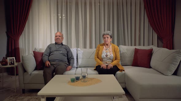 Elderly couple watching TV alt
