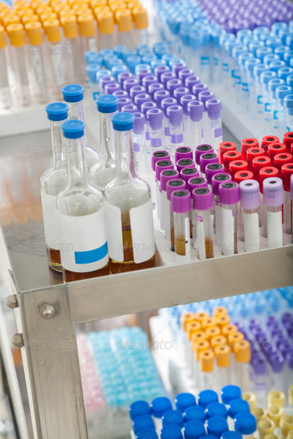 Test Tubes And Bottles On Trolley - Stock Photo - Images