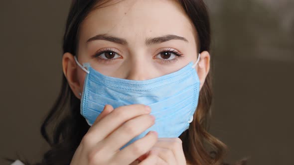 Closeup Sad Serious Female Masked Face alt
