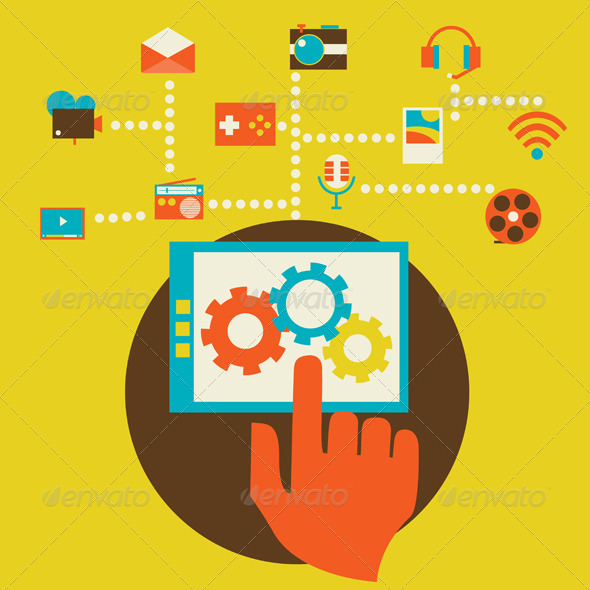 Flat Modern Mobile Communication - Computers Technology