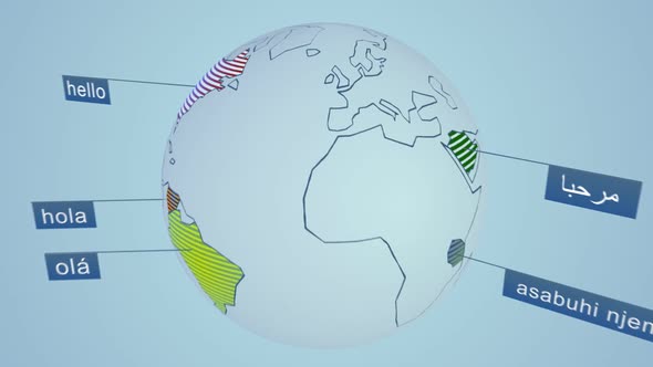 Word "hello" in fourteen widely spoken languages in the World. Colorful scheme. alt