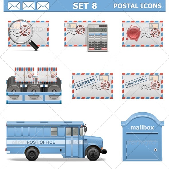 Vector Postal Icons Set 8 - Industries Business