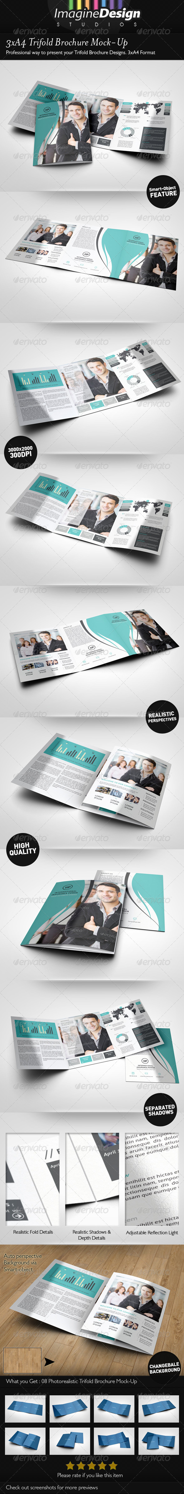 3xA4 Trifold Brochure Mock-Up - Brochures Print