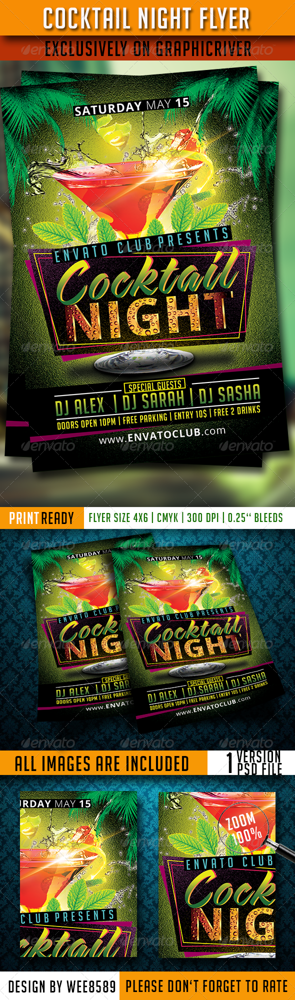 Cocktail Night Flyer Template - Clubs & Parties Events