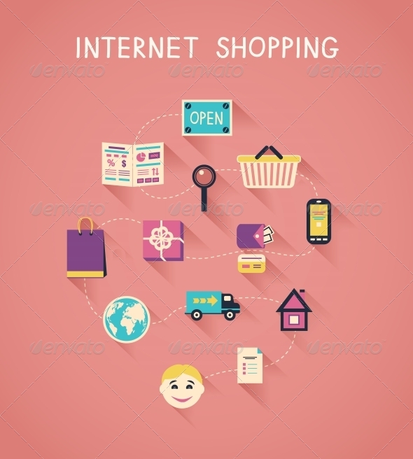 Internet Marketing and Online Shopping Infographic