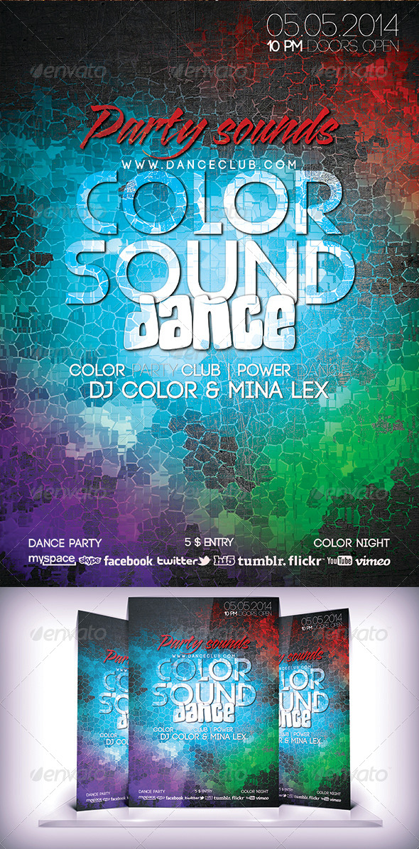 Color Sound Dance Flyer - Flyers Print Templates