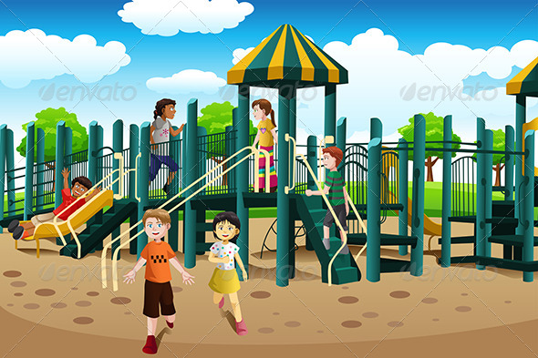 Kids Playing in the Playground - People Characters