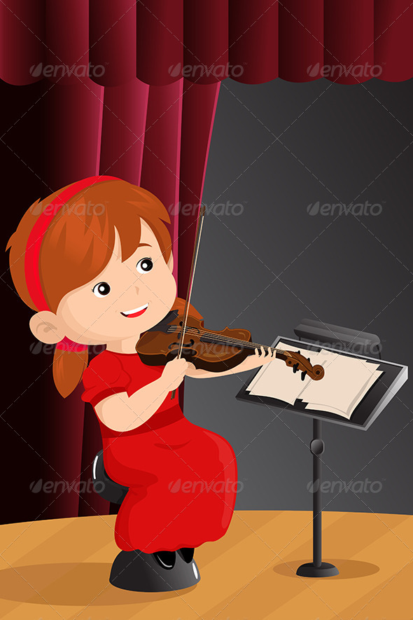 Girl Playing Violin - People Characters