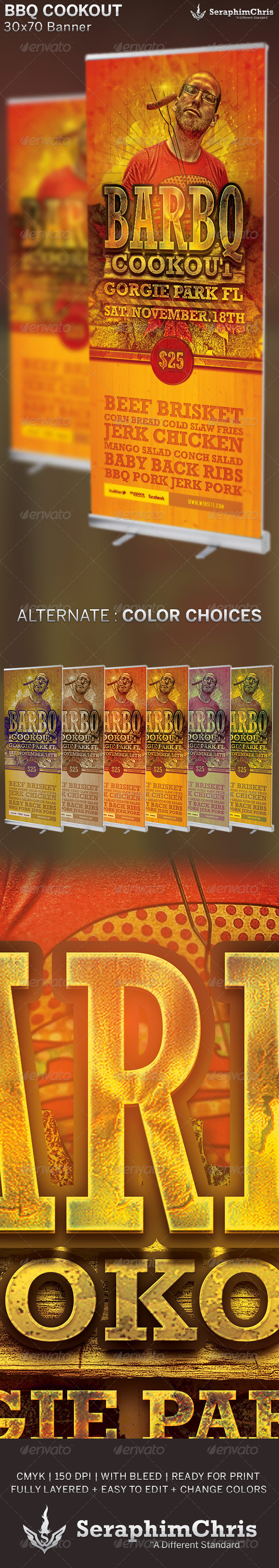 BBQ Cookout Banner Template - Signage Print Templates