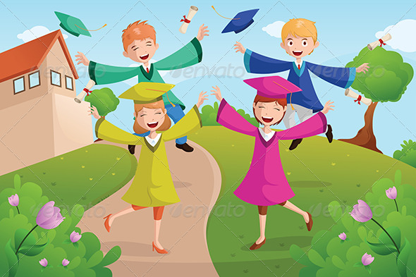 College Students Celebrating Graduation - People Characters