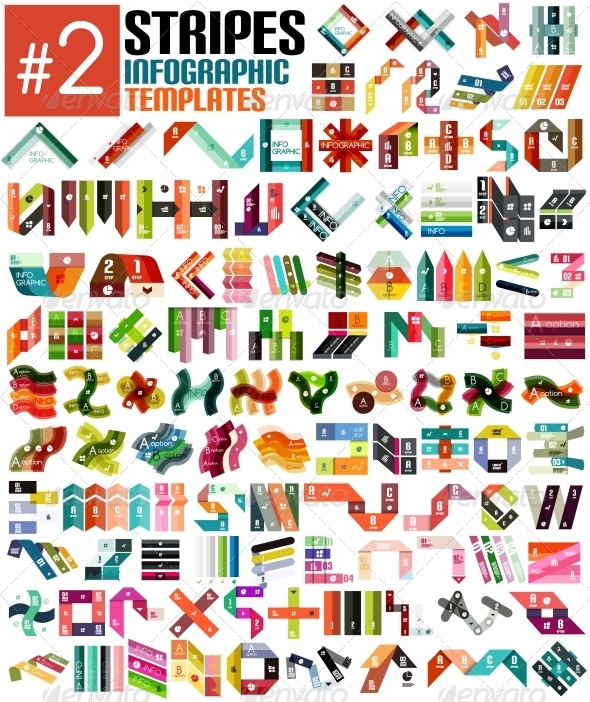 Huge Set of Stripe Infographic Templates #2 - Man-made Objects Objects